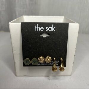 The Sak Gold and Green Earring Trio